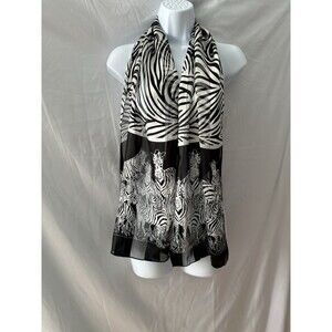 Beautiful Retro Back & White Zebra Print Rectangular Scarf 59” X 13 1/2 “